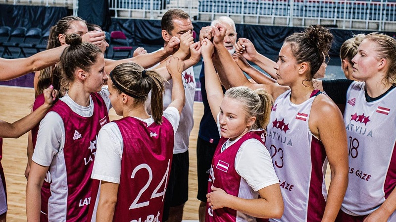 Valstsvienības spēlētājas 2022. gada 4. augustā. Foto: Basket.lv