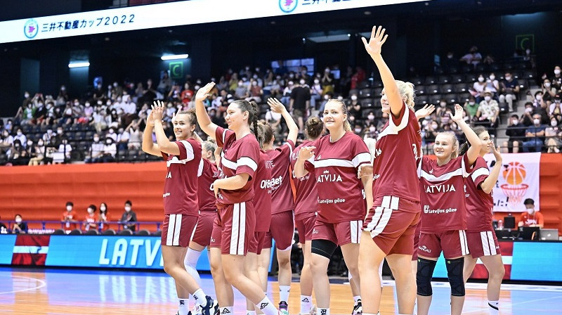 Latvijas basketbolistes. Foto: Japānas basketbola asociācija