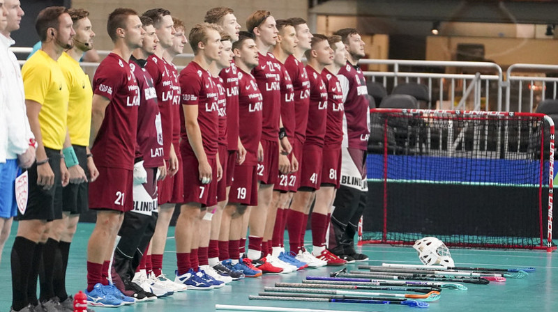 Latvijas izlase. Foto: IFF Floorball