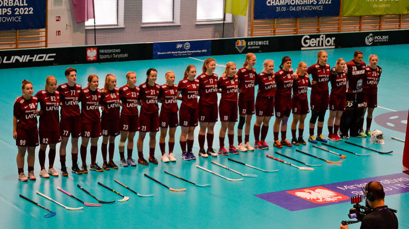 Latvijas U-19 izlase. Foto: IFF Floorball