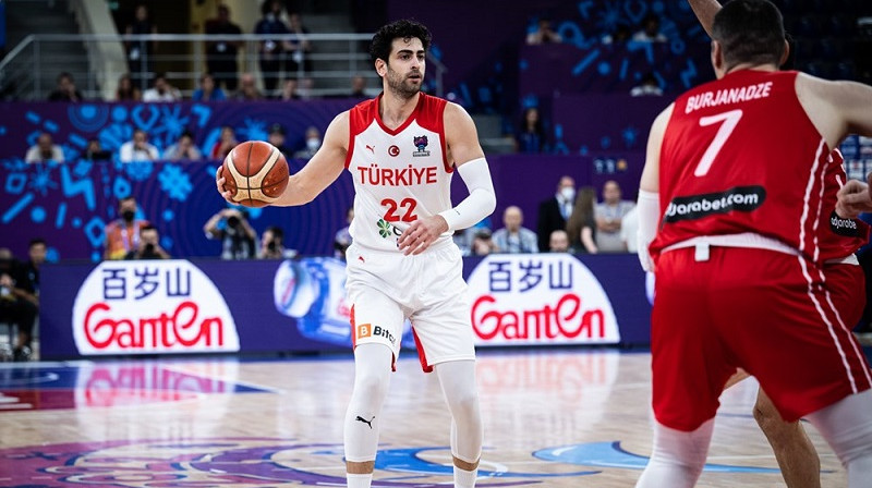 Furkans Korkmazs 2022. gada 4. septembrī Tbilisi arēnā. Foto: FIBA