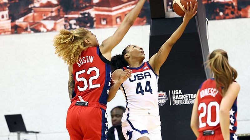 ASV basketbolistes treniņspēlē Lasvegasā 9. septembrī. Foto: USA Basketball