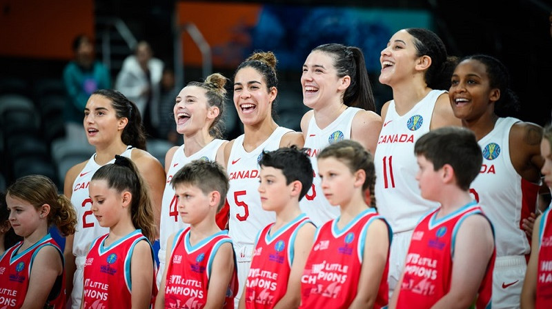 Kanādas basketbolistes 2022. gada 22. septembrī. Foto: FIBA