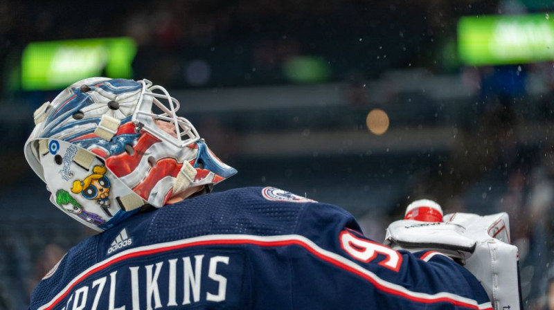 Elvis Merzļikins. Foto: Columbus Blue Jackets