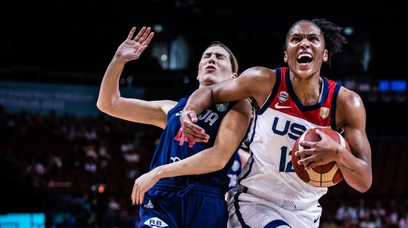 Alisa Tomasa: neapturama ceturtdaļfinālā pret Serbiju. Foto: FIBA