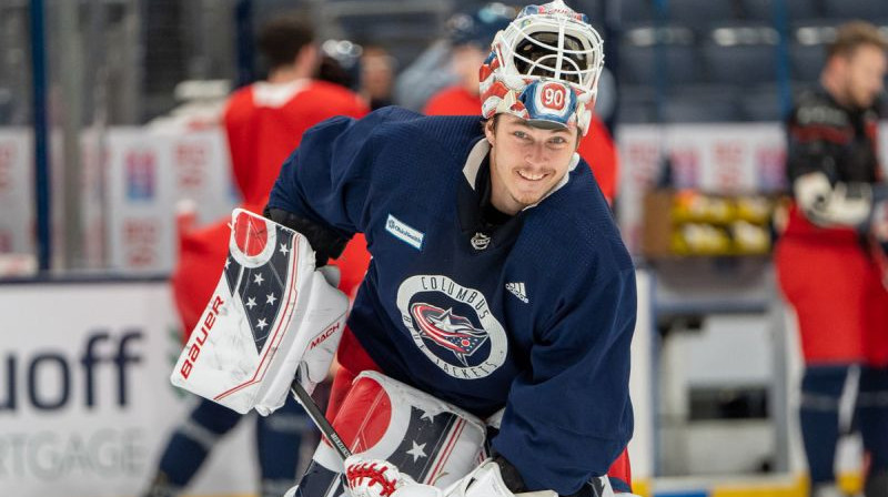 Elvis Merzļikins. Foto: Columbus Blue Jackets