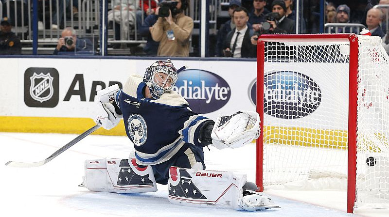 Elvis Merzļikins ielaiž vārtus. Foto. USA Sports Today.Scanpix