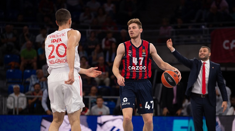 Artūrs Kurucs pret "Crvena zvezda". Foto: Baskonia