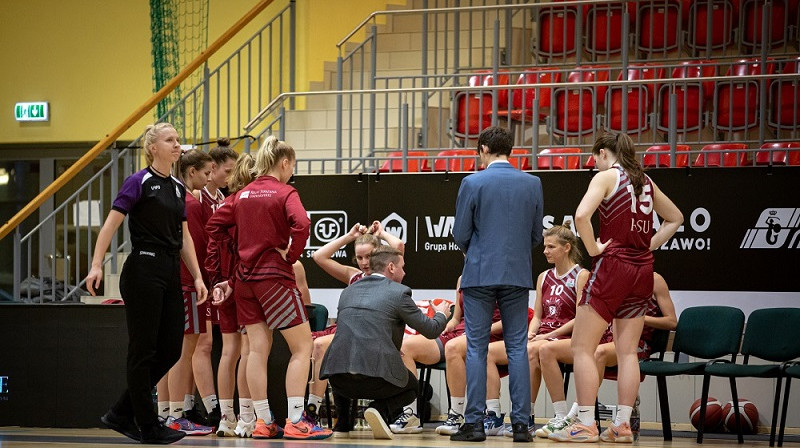 RSU basketbolistes 2022. gada 28. oktobrī Varšavā. Foto: Nikola Krawczyk