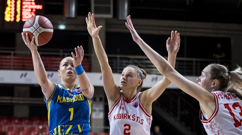 Ilze Jākobsone, Laura Juškaite un Gintare Petronīte. Foto: FIBA