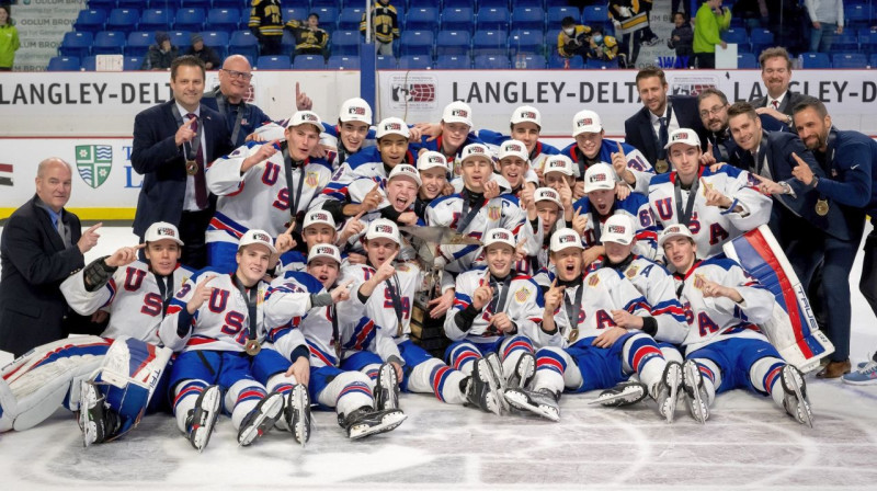 Pasaules Hokeja Izaicinājuma kausa čempione ASV U17 izlase. Foto: Hockey Canada Images