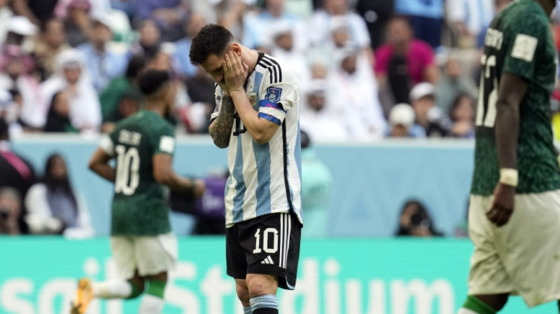 Lionels Mesi pēc Argentīnas sakāves. Foto: AP/Scanpix