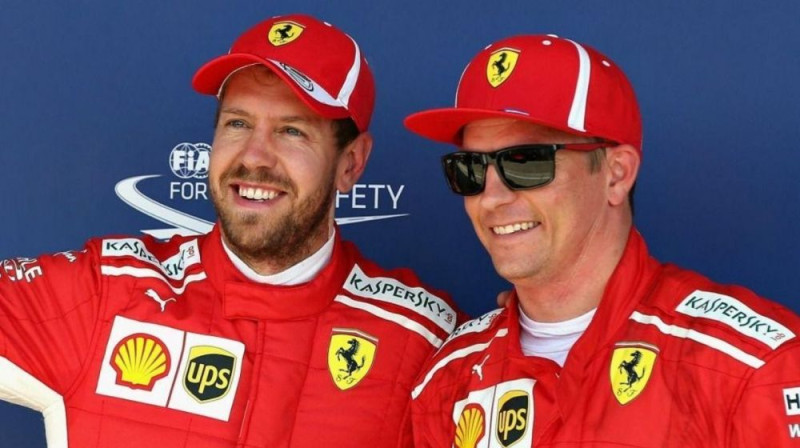 Sebastians Fetels un Kimi Raikonens bija komandas biedri "Ferrari" sastāvā. Foto: Motorsport.com