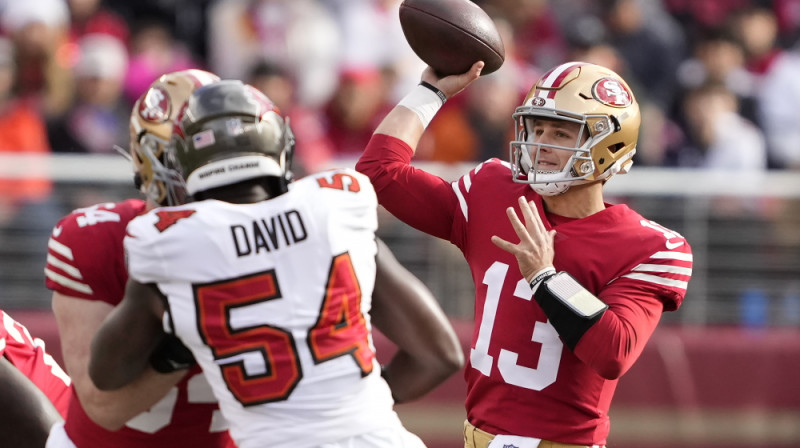 Sanfrancisko "49ers" saspēles vadītājs Broks Purdijs. Foto: AP/Scanpix