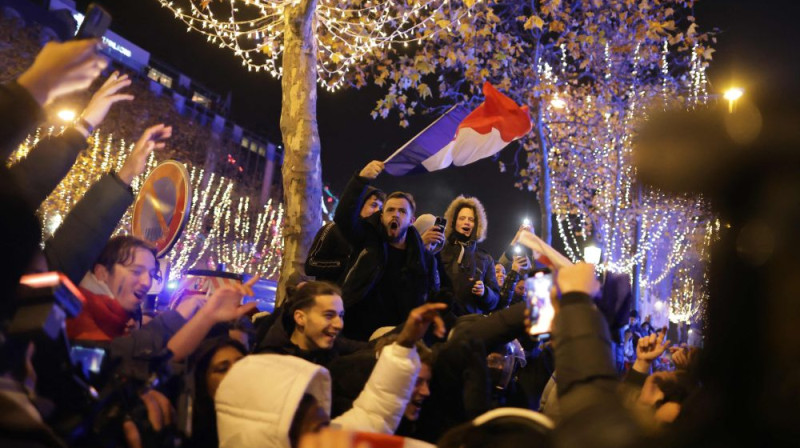Francijas fani pēc uzvaras PK pusfinālā. Foto: AFP/Scanpix