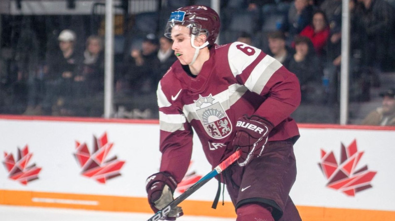 Latvijas U20 valstsvienības uzbrucējs Martins Laviņš. Foto: Hockey Canada Images