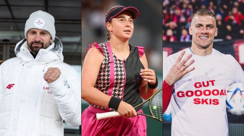 Martins Dukurs, Aļona Ostapenko un Vladislavs Gutkovskis. Foto: Mikus Kļaviņš/LETA, SIPA/Scanpix un Jakub Ziemianin/ 400mm.pl / newspix.pl