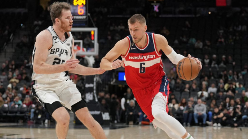 Jakobs Peltls un Kristaps Porziņģis. Foto. USA Sports Today. Scanpix