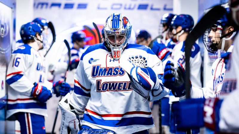 Gustavs Grigals. Foto: UMass Lowell Hockey