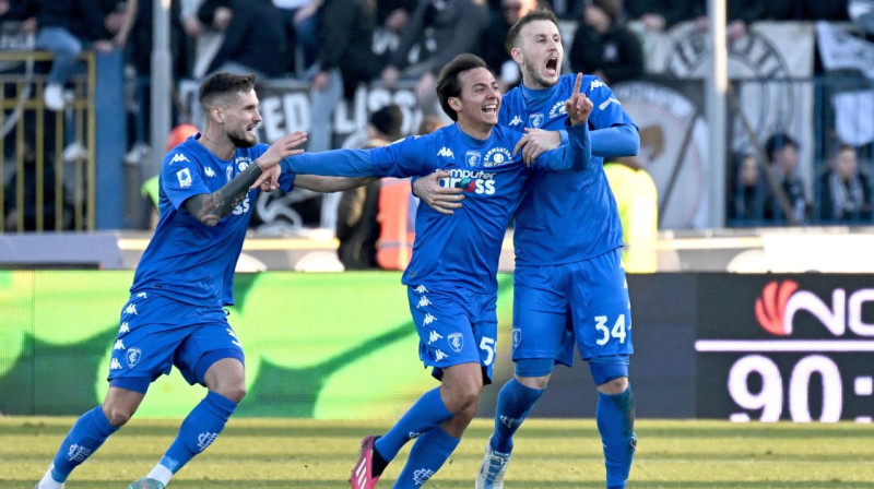 "Empoli" futbolisti svin vārtu guvumu. Foto: Claudio Giovannini/EPA/Scanpix