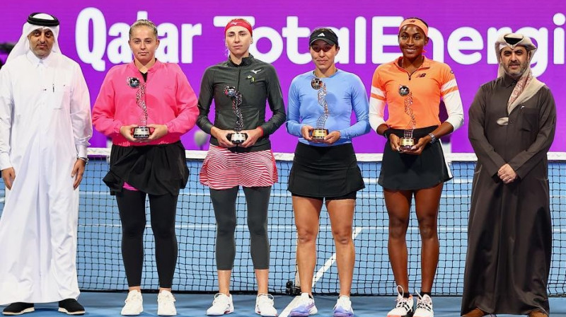 Aļona Ostapenko, Ludmila Kičenoka, Džesika Pegula, Koko Gofa. Foto: Qatar Tennis Federation