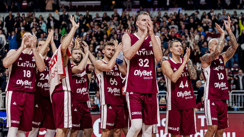 Latvijas vīriešu basketbola valstsvienība. Foto: Mikus Kļaviņš