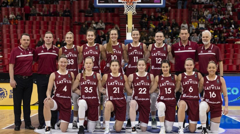 Latvijas sieviešu izlase spēlē pret Zviedriju. Foto: FIBA