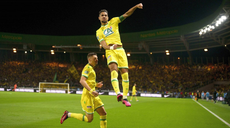 "Nantes" futbolists Ludoviks Blēzs pēc vārtu guvuma. Foto: PanoramiC/Imago Images/Scanpix