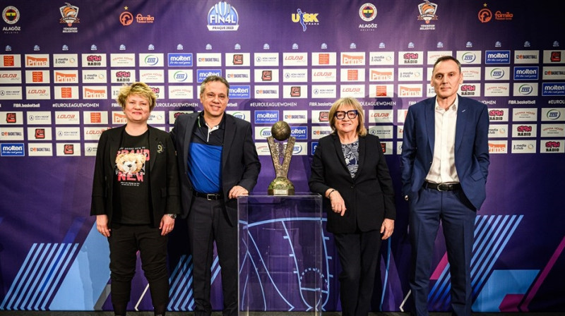 Marina Maļkoviča, Jorgs Dikeulakoss, Natālija Hejkova, Roberto Injuess. Foto: EuroLeague Women