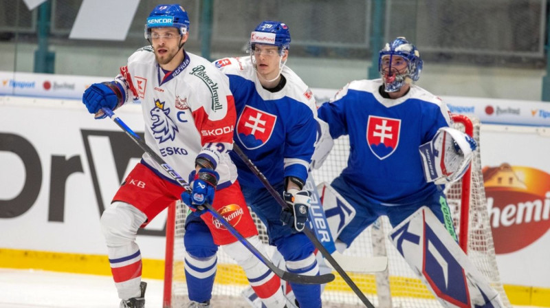 Cīņa Slovākijas valstsvienības vārtu priekšā. Foto: Jan Beneš/Český hokej