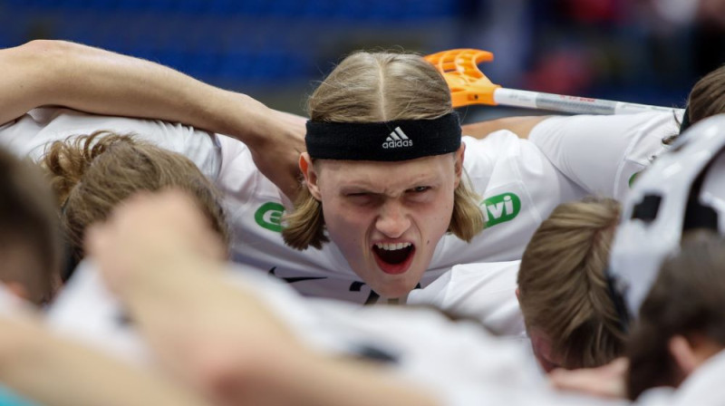 Izlases kapteinis Gustavs Griezītis. Foto: Ritvars Raits, floorball.lv
