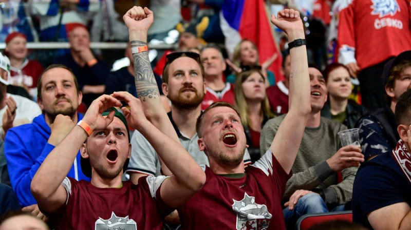 Latvijas izlases fani. Foto: Gints Ivuškāns/AFP/Scanpix