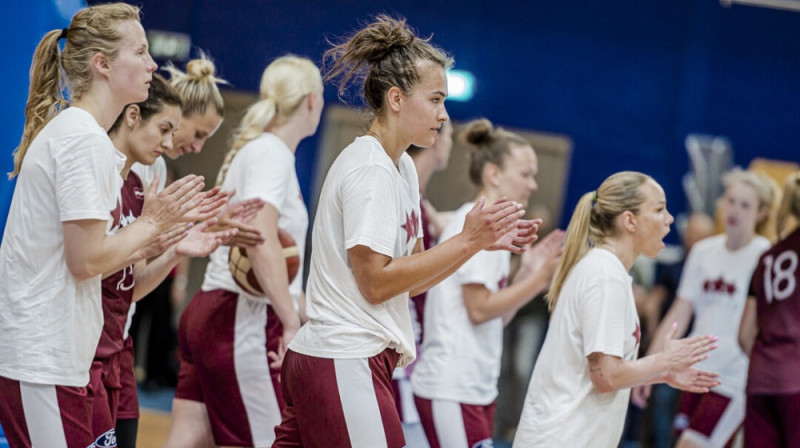 Latvijas basketbolistes 2023. gada 15. maijā. Foto: Renārs Koris