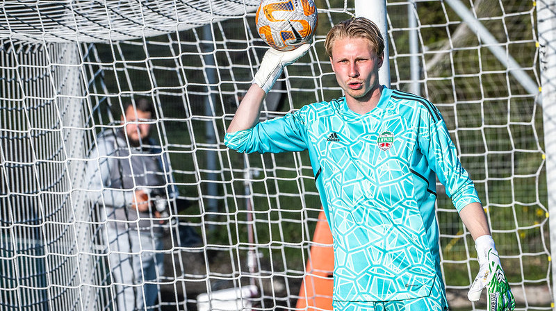 "Liepājas" vārtsargs Vladislavs Lazarevs. Foto: Zigismunds Zālmanis/Riga FC
