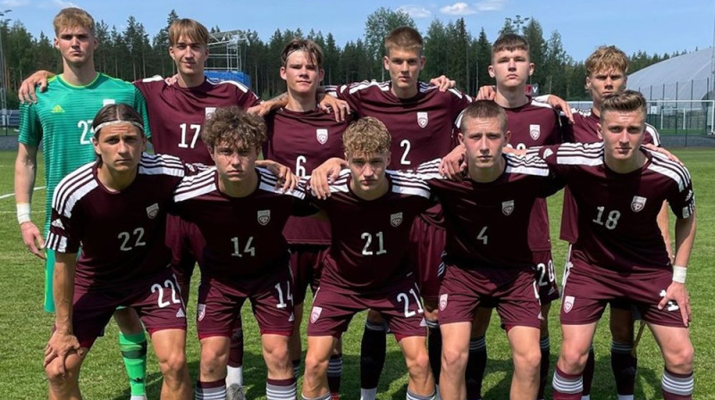 Latvijas U19 izlase. Foto: LFF