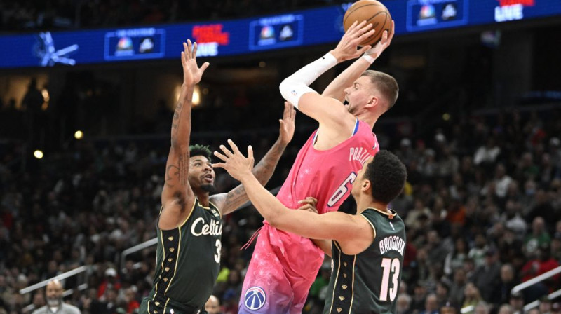 Kristaps Porziņģis pret Bostonas "Celtics". Foto: USA TODAY Sports via Reuters Con/Scanpix