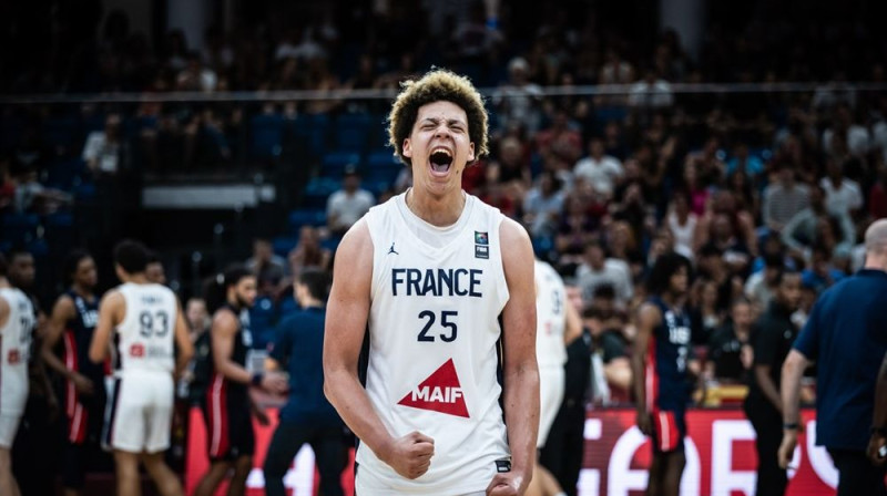 Francijas līderis Zakarijs Perins. Foto: FIBA