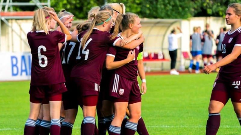 Latvijas U19 sieviešu futbola izlase. Foto: LFF