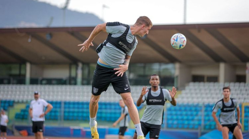 Brazīliešu uzbrucējs Leu Gaušu treniņā Sanmarīno. Foto: Valmiera FC