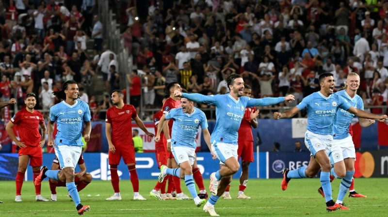 Mančestras "City" futbolisti. Foto: AFP/Scanpix