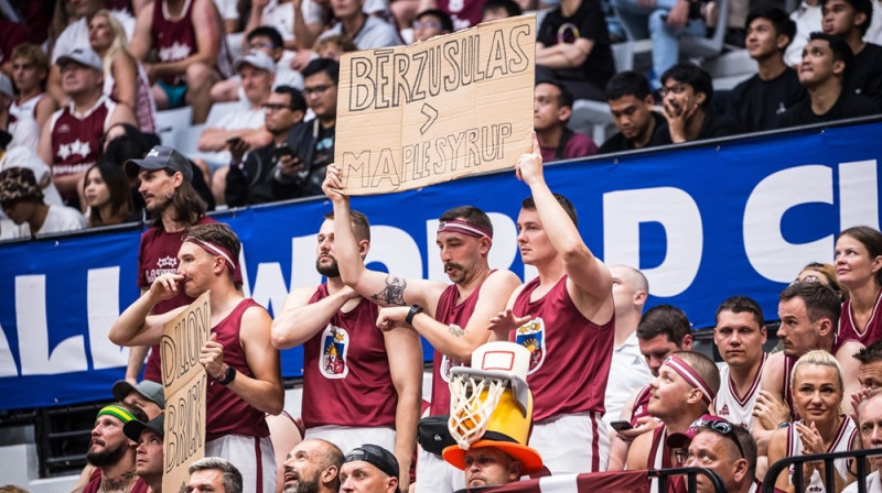 Latvijas līdzjutēji 2023. gada 29. augustā. Foto: FIBA