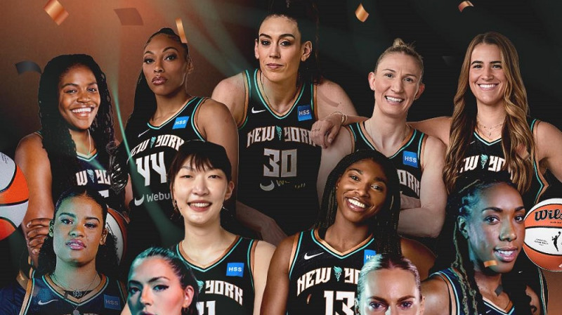 Ņujorkas basketbolistes: Komisāra kausa ieguvējas. Foto: New York Liberty