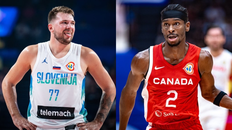 Luka Dončičs un Šejs Gildžess-Aleksandrs. Foto: FIBA