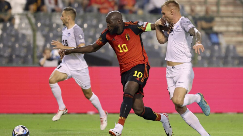 Romelu Lukaku pret Igaunijas izlasi. Foto: AP/Scanpix