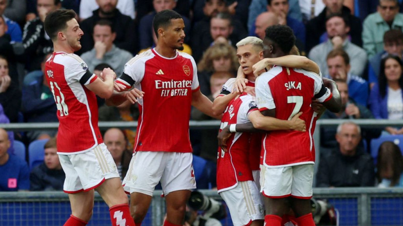 "Arsenal" atzīmē vārtu guvumu. Foto. Reuters. Scanpix