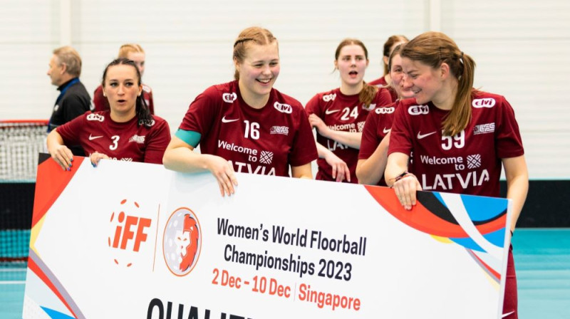 Mūsu florbolistes izcīnījušas ceļazīmi uz Singapūru. Foto: Ritvars Raits, floorball.lv