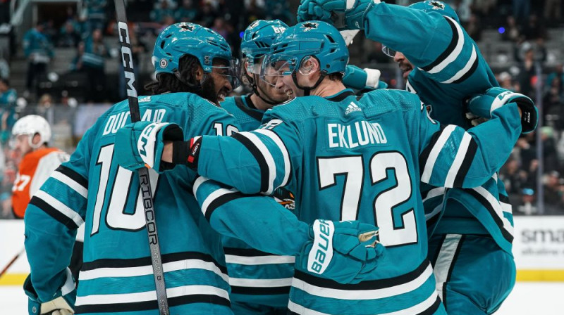 Sanhosē ''Sharks'' hokejisti. Foto: San Jose Sharks