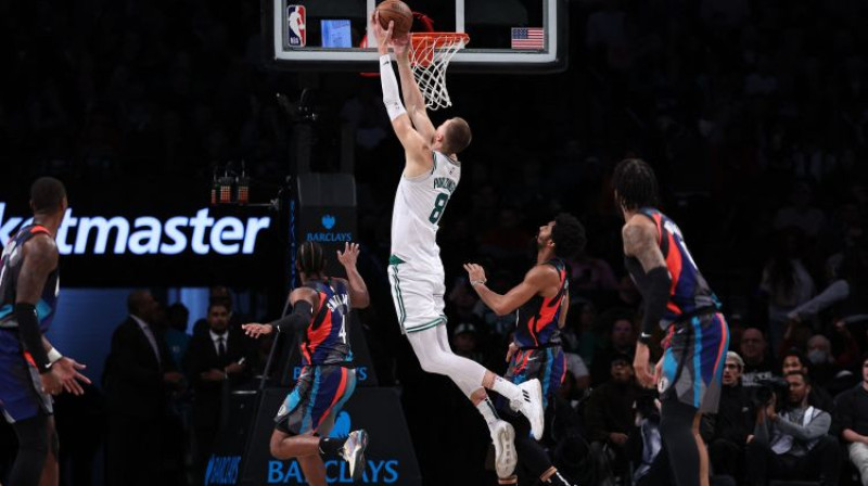 Kristaps Porziņģis Bruklinā. Foto: AFP/Scanpix