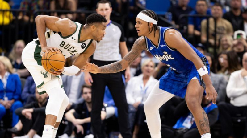 Jannis Adetokunbo pret Paolo Bankero. Foto: USA Today Sports/Scanpix