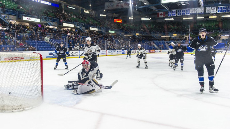 Mirklis pēc Ērika Mateiko vārtu guvuma. Foto: Saint John Sea Dogs